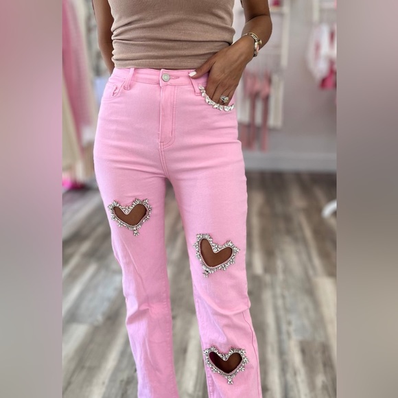 Pink Embellished Jeans main image 0